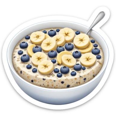 Overnight oats with banana,blueberries, honey, sky, chiaseeds sticker