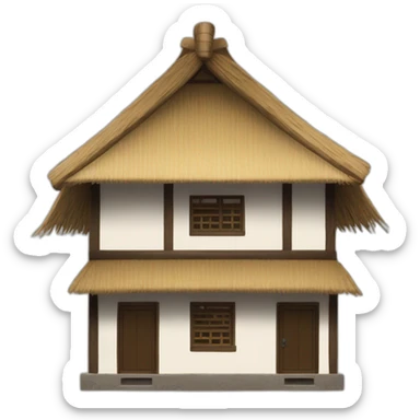 a simple house with a thatched roof in the Chinese style sticker