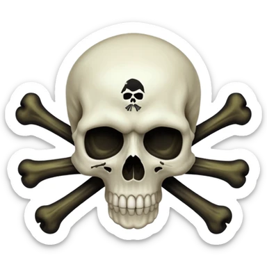 a poisonous cloud of gas, dark swamp color, with an image of a skull and two crossed bones behind the skull sticker
