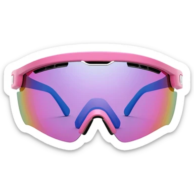 sporty pink shield visor sunglasses with robust thick frame, athletic design for cyclists, substantial build, one-piece lens with anti-glare coating sticker