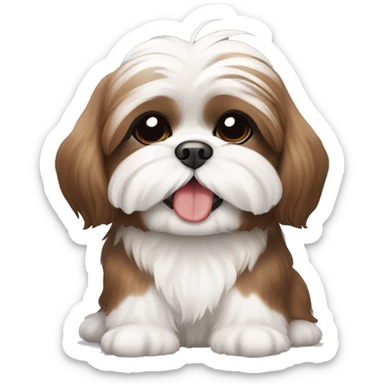 Brown and white shih tzu sitting and smiling  sticker