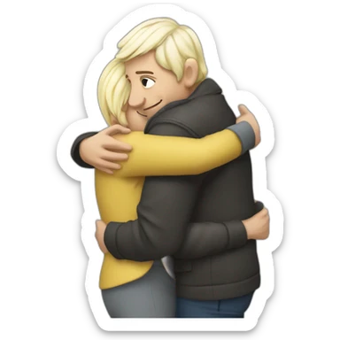 lepen giving a hug to zemour sticker