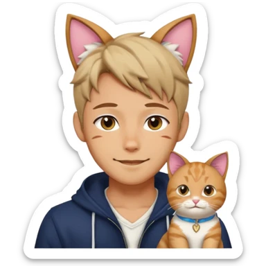 Cute Sexy Korean Japanese Handsome Attractive Romantic Shoujo-Anime-style gentleMan with cat ears   sticker