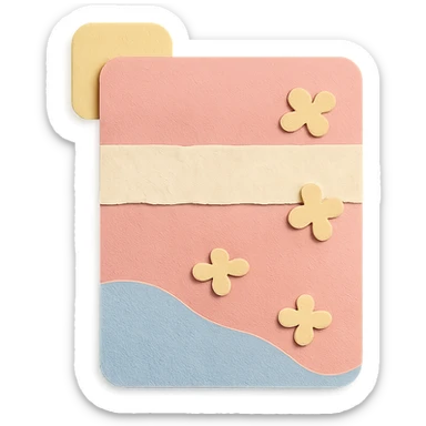 soft pastel cozy journal divider with soft patterns, paper craft style sticker