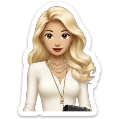 Blonde Chanel Asian Girl with Birkin bag and Chanel necklace sticker