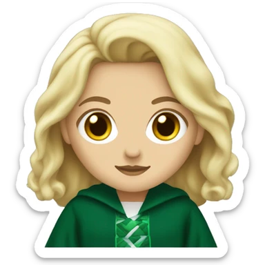 A blonde white girl wearing a Slytherin robe   sticker