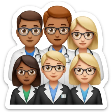 Five chemists: one organic chemist, on physical chemist, one inorganic chemist, one technical chemist and on theoretical chemist sticker