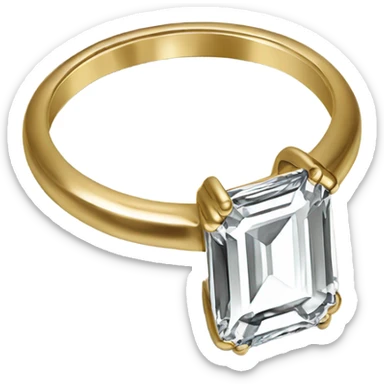 Emerald cut diamond ring gold band  sticker