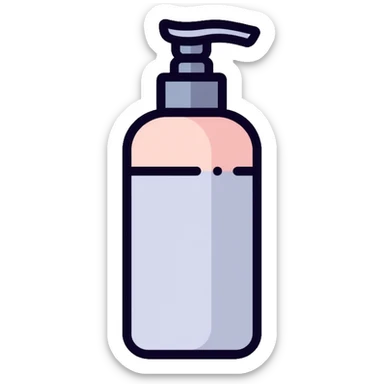 Facial cleanser pump bottle, minimalist, rounded, soft pastel colors, SOS skin care sticker