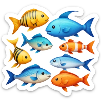 vibrant emoji representing animal biodiversity with a variety of animals including bird, fish, and mammal in a harmonious scene sticker