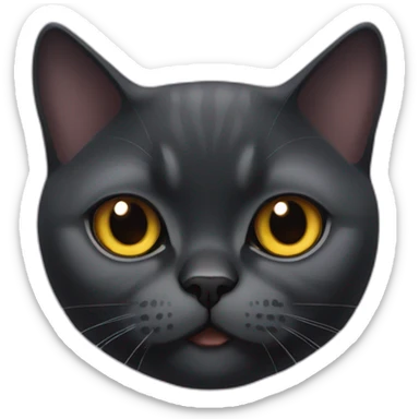 a black British Shorthair cat peaking sticker