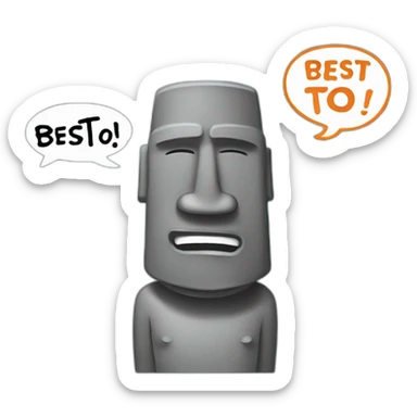 a moai with a comics bubble saying "Bestooo" sticker