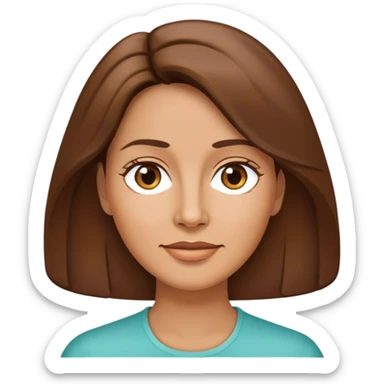 FEMME CHEVEUX MI LONG BRUNE VISAGE OVALE 50 ANS sticker