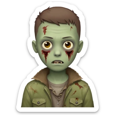 boy zombie with an brown buzzcut hairstyle sticker