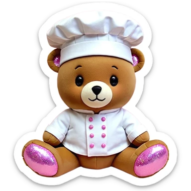 quiero un oso

Mejillas rosadas

Sprinkles en forma de estrellitas

Patitas pequeñas y redonditas

Un gorrito de chef mini

Expresiones cambiantes (feliz, sorprendido, emocionado) sticker