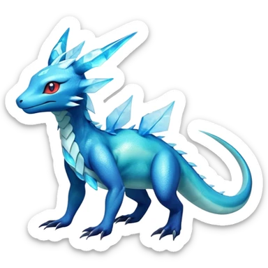 Colorful Iridescent Exotic Salandit-Aurorus-Glaceon-Fakémon-hybrid-creature (full body)  sticker