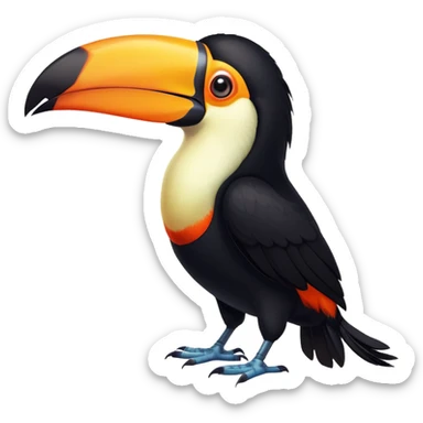 cinematic-toucan-realistic-full-body-standing-emoji,-sleek-black-feathers-contrasting-with-its-massive-bright-orange-beak,-head-tilted-dramatically,-sharp-dark-eyes-glowing-with-curiosity,-simplified-yet-realistic-focused-features,-highly-detailed,-glowing-with-an-almost-sarcastic-glow sticker