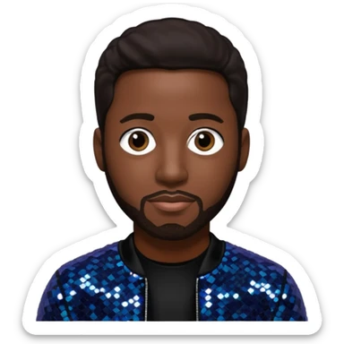 Michael McCary from Boyz II Men with dark brown hair, black sequin outfit sticker