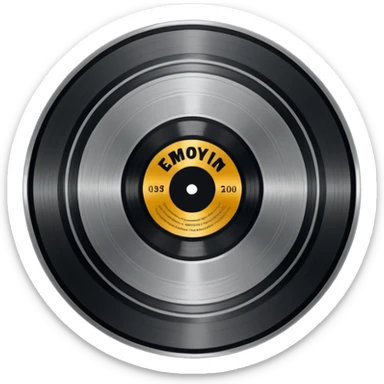 A dark metal platinum music award plaque The center features a relief of a or stylized vinyl record in a slightly darker metallic tone sticker