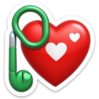 Signo de interrogación verde y un corazón para remplazar el punto verde sticker