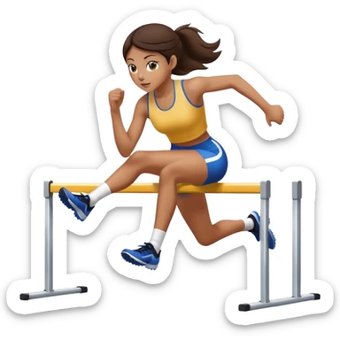 Brunette girl going over a track hurdle sticker