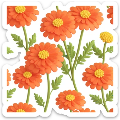Enhance the 3D iOS cartoon style yarrow flower to be even more voluminous and dimensional, with exaggerated rounded forms and extra depth. Maintain the playful, natural look without any faces or smiles. sticker