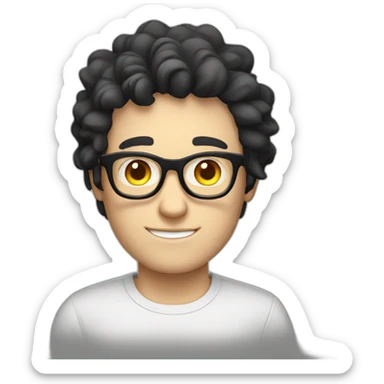 white skin guy with dark hair and glasses gives a sun sticker