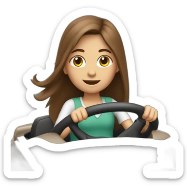 Girl with brown long hair driving a car sticker