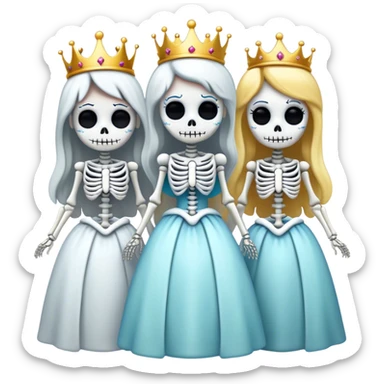 Three skeleton princesses sticker