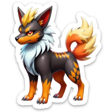 Shiny Gothic Exotic Punk’ish Cool Colorful Epic Futuristic Houndoom-Arcanine-Zorua-Torracat-Pokémon-Fakémon-hybrid-creature sticker