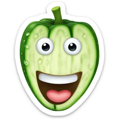 at the top of a smiling standard emoji, put a white circle that have holes for the eyes and the mouth. Then put cucumber slices on top of the eyes sticker