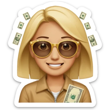 Cry with tears + Sunglasses + Dollar Money Smile emoji sticker