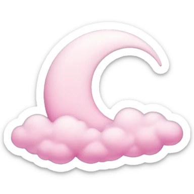 Pink crescent moon with sparkly white clouds sticker