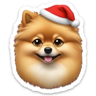 Pomeranian dog wearing a red christmas Sweater  sticker