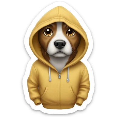 Dog standing with a hoodie and hands in pockets sticker