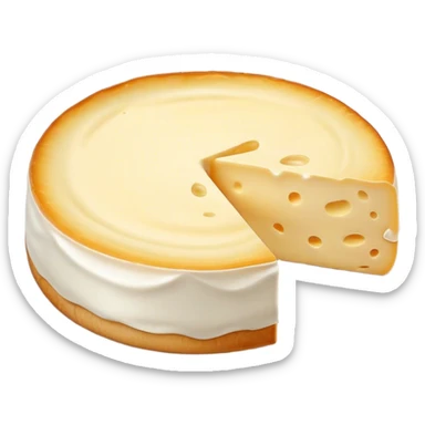 Cinematic Realistic Brie Cheese Emoji, featuring a creamy, soft-ripened cheese with a delicate rind rendered with lifelike detail and inviting, natural lighting. sticker