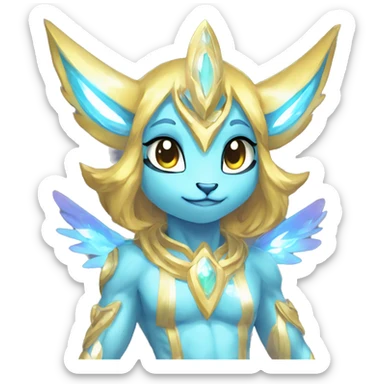 Anthro Sona Colorful Shiny Godly Celestial Shiny Fakemon Full Body sticker