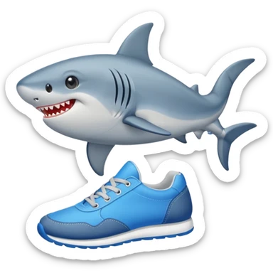 Tiburón con 3 pies y zapatillas azules niñe sticker