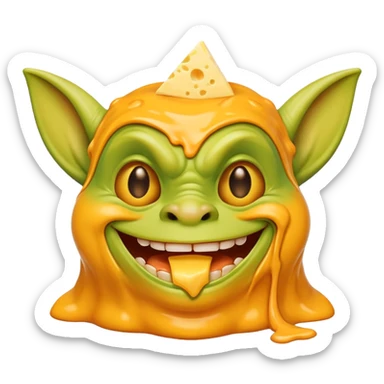 Cheddar Goblin grinning with cheese sticker