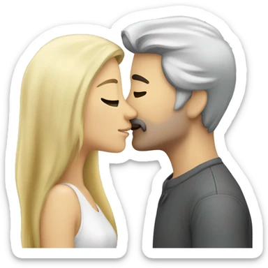 Long blond-hair-woman-and-dark grey-hair-man-kisses sticker