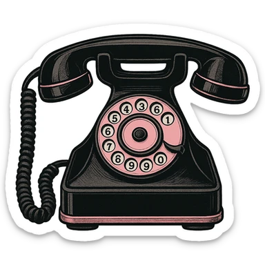 black and pink vintage rotary phone sticker