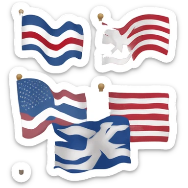 A flag with red on the first line white on the second and blue on the last sticker