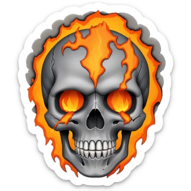 Skull who's upper side is exploded with an volcano eruption  sticker