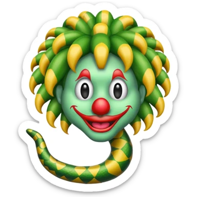 Snake wearing a clown wig sticker
