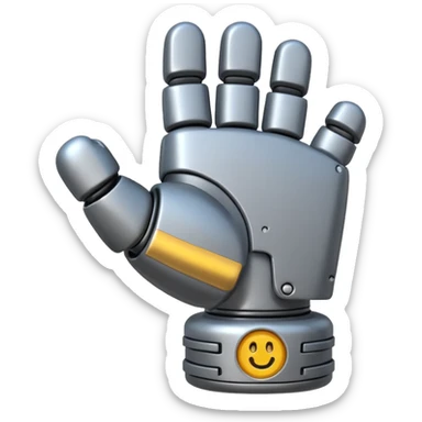 bulky robot fist, side angle, emoji style sticker