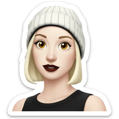 pale skin gurl in a black bob wearing a spiderman beanie sticker