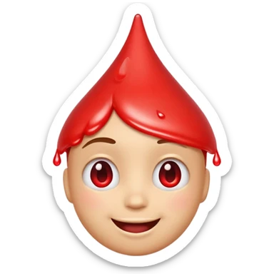 Emoji face with water drop on head but make water drop red sticker