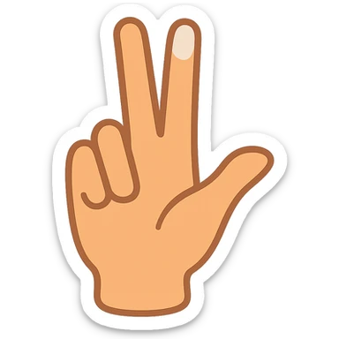 Recreate this exact hand and finger pose in normal emoji style with transparent background and white nails. Match the finger and hand position as closely as possible. Variant 1. sticker