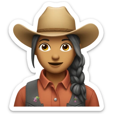  Girl plant with cowboy hat and ponytail sticker