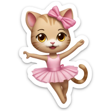 make a get cat ballerina thrilling with cute little pink ribbon on her head and with her beige mouse friend that is also wearing the same color  sticker